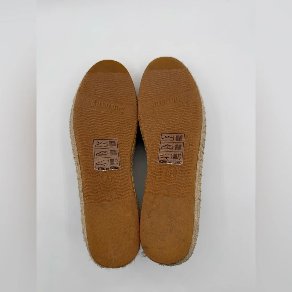Soludos La Vie En Rosé Embroidered Espadrille Flats Blue Canvas Slip-On Shoes